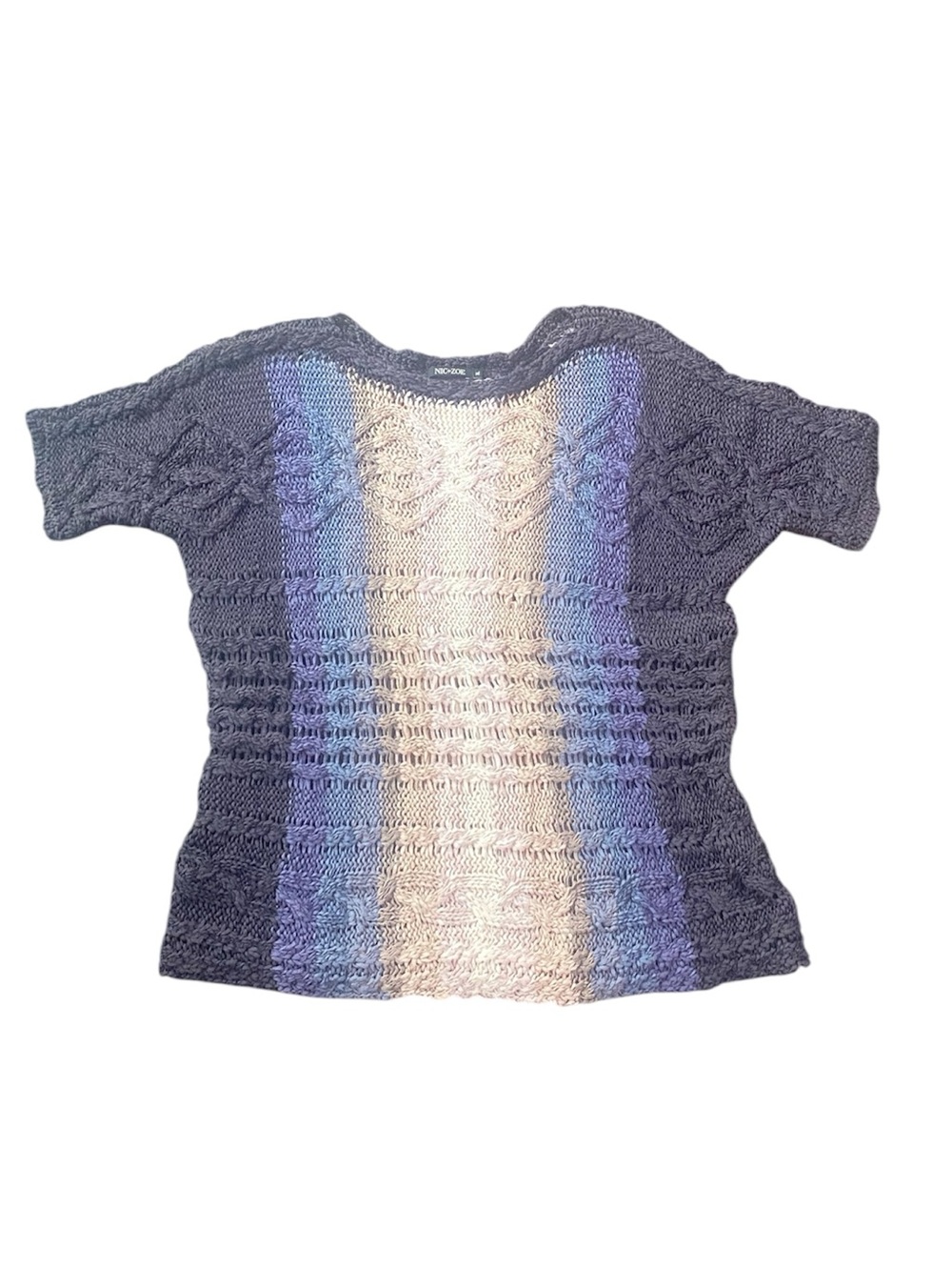 Nic+Zoe Open Weave Sweater Top Ombré Grunge